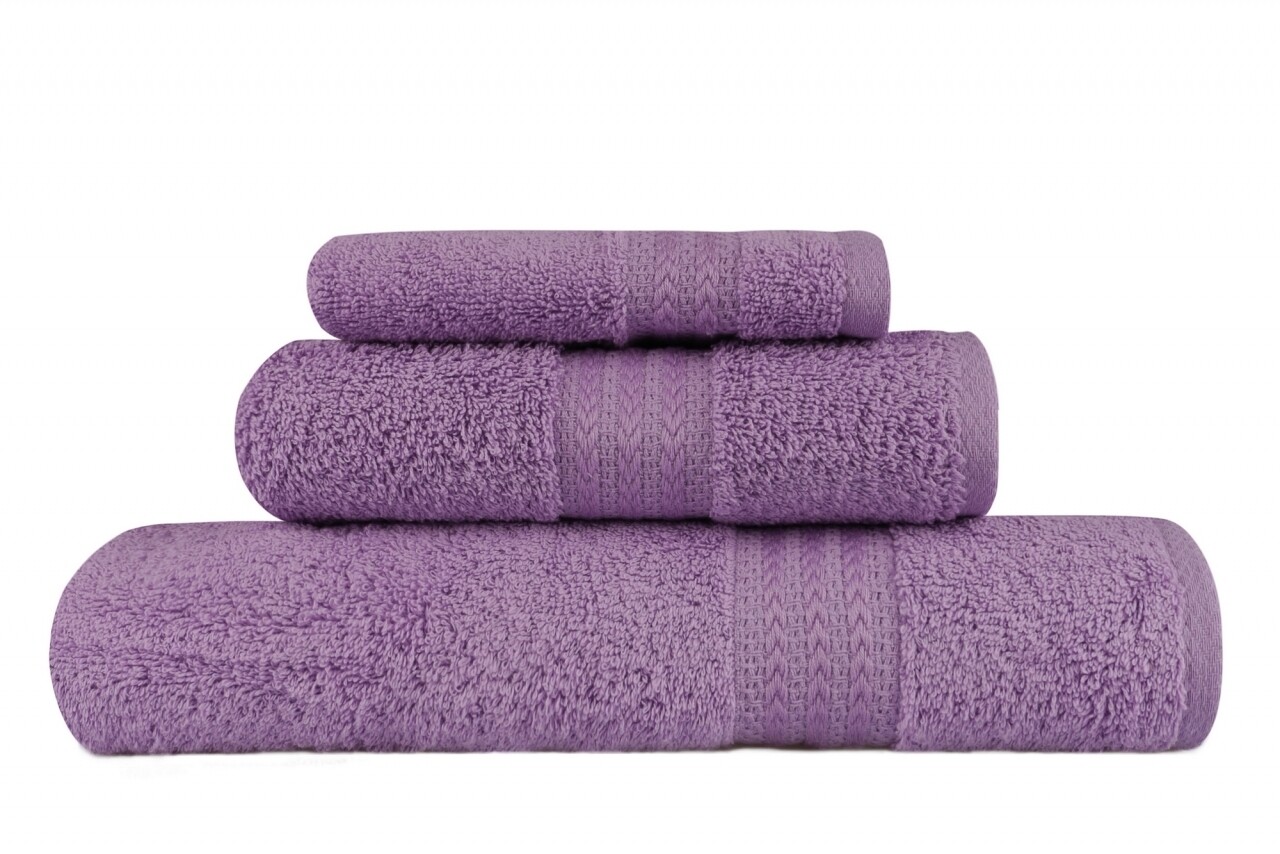 Set 3 prosoape de baie, 100% bumbac, Hobby, lila - imagine 5